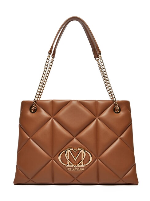 LOVE MOSCHINO GEOMETRIC Sac bandoulière avec anses chaîne chameau - Sacs pour Femme