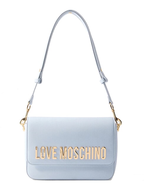 LOVE MOSCHINO LAMINATED BOLD LOVE Sac à bandoulière avec rabat bleu clair - Sacs pour Femme