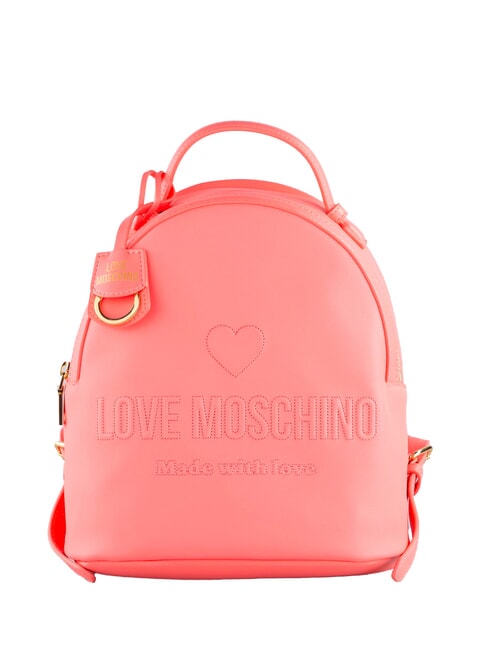 LOVE MOSCHINO LOVE EMBOSSED Sac à dos avec logo cousu corail - Sacs pour Femme