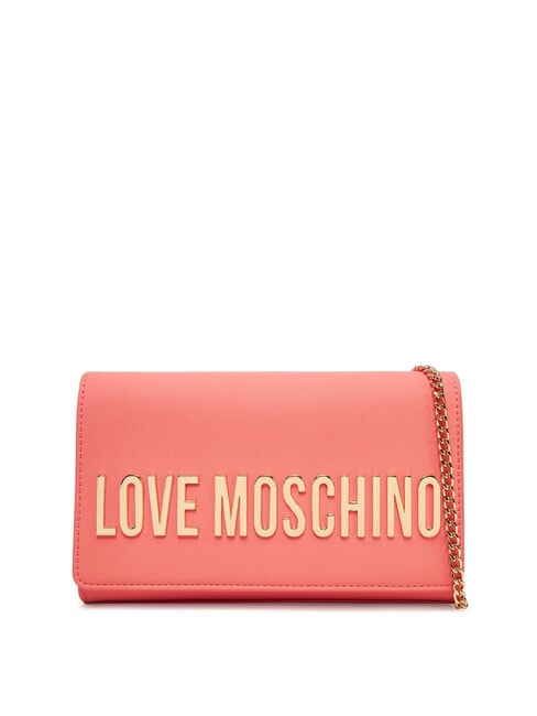 LOVE MOSCHINO BOLD LOGO Sac à rabat et bandoulière chaîne corail - Sacs pour Femme