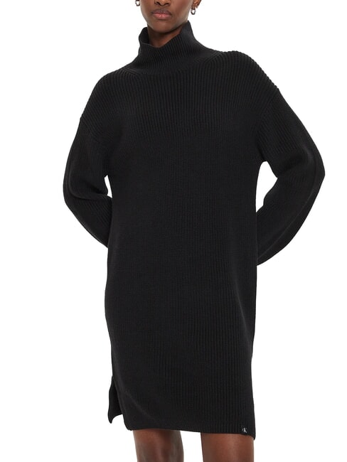 CALVIN KLEIN CK JEANS Robe courte à col roulé oversize ck noir - Vêtements femme
