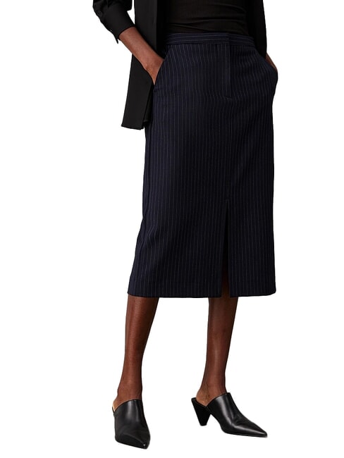CALVIN KLEIN CK Jupe midi à rayures ciel nocturne / bande grise du matin - Jupes pour femmes