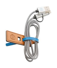 PIQUADRO BAGMOTIC Serre-câble en cuir avec câble USB - Accessoires Voyage