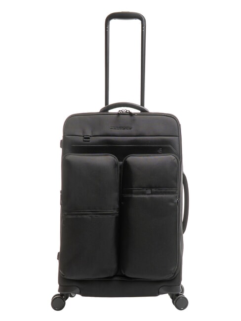 PIQUADRO X19 Trolley moyen avec poches Noir - Valises Semi-rigides