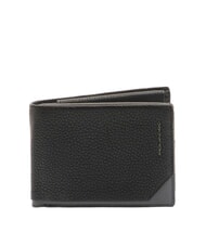 PIQUADRO TALLIN Portefeuille &agrave; rabat et porte-monnaie en cuir Noir - Portefeuilles Homme - 1