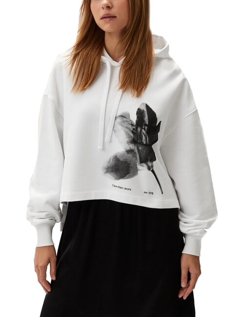 CALVIN KLEIN CK JEANS Sweat à capuche avec imprimé blanc brillant - Sweat-shirts pour femmes
