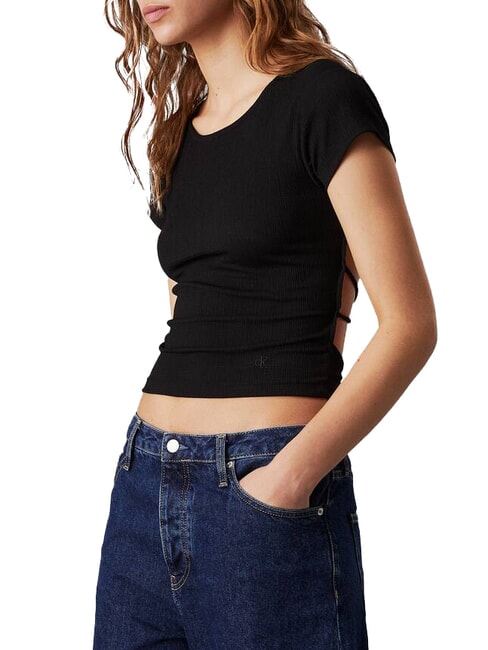 CALVIN KLEIN CK JEANS T-shirt dos nu et croisé ck noir - T-shirt