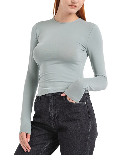 CALVIN KLEIN CK JEANS T-shirt à manches longues et col ras du cou gris ardoise - T-shirt