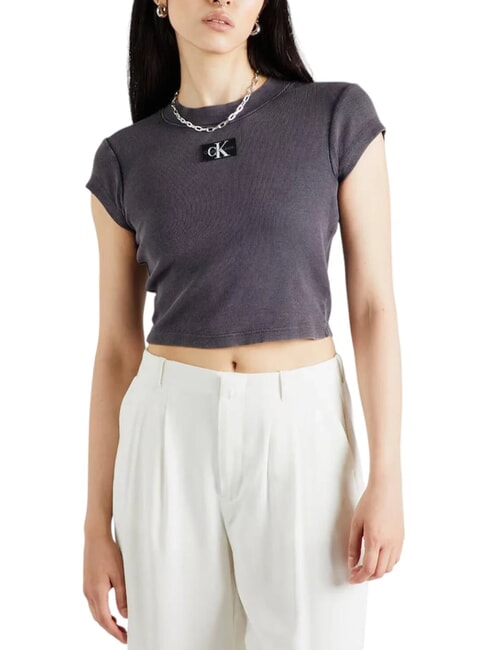 CALVIN KLEIN CK JEANS T-shirt court à manches courtes noir lavé - T-shirt