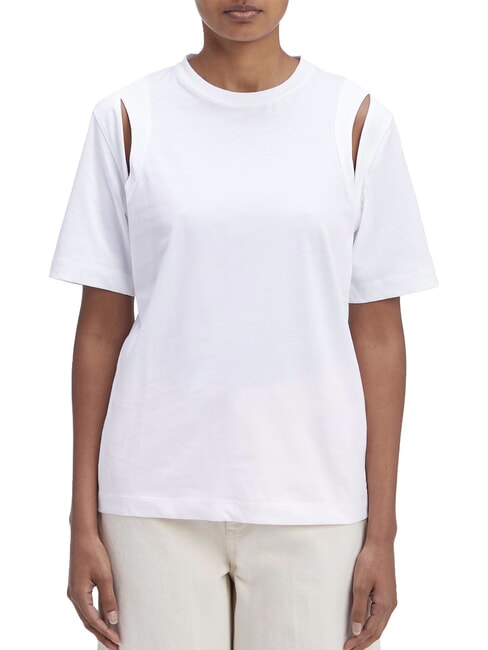 CALVIN KLEIN CK T-shirt à manches courtes découpé blanc brillant - T-shirt
