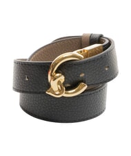 COCCINELLE C-ME BICOLOR  Ceinture en cuir r&eacute;versible noir/avec taupe - Ceintures - 1