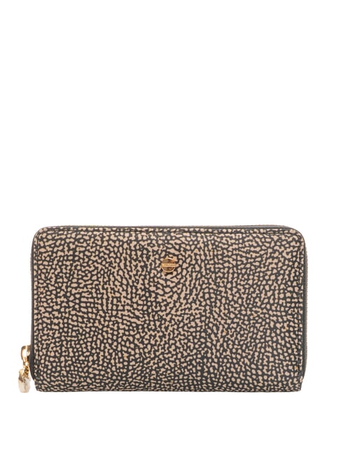 BORBONESE CLASSICA  Portefeuille zippé OP / NATUREL / NOIR - Portefeuilles Femme