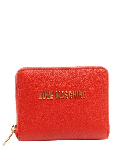 LOVE MOSCHINO LETTERING Portefeuille zippé ROUGE - Portefeuilles Femme