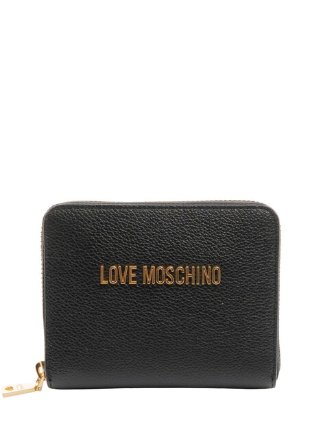 LOVE MOSCHINO LETTERING Portefeuille zippé Noir - Portefeuilles Femme
