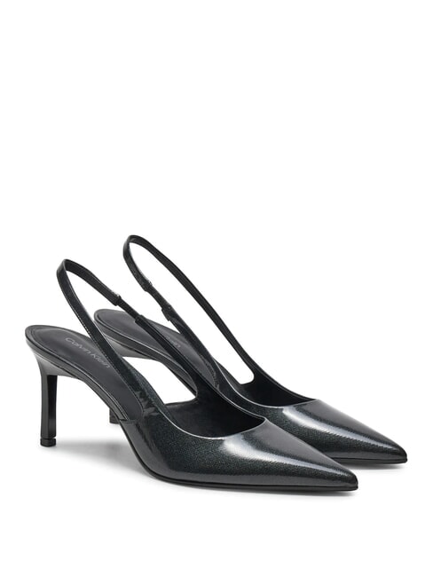 CALVIN KLEIN CK Escarpins à bride arrière en cuir ck noir - Chaussures Femme
