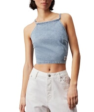 CALVIN KLEIN CK JEANS Crop top en jean avec lacets - T-shirt