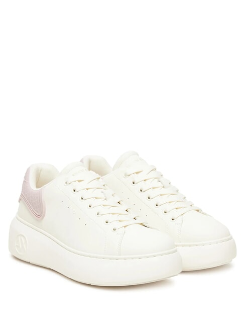 ARMANI EXCHANGE SUPER MINI-TUMBLED Baskets blanc cassé + rose pâle - Chaussures Femme