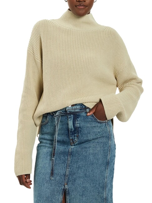 CALVIN KLEIN CK JEANS Pull col roulé en coton coupe décontractée pélican - Chandails pour femmes