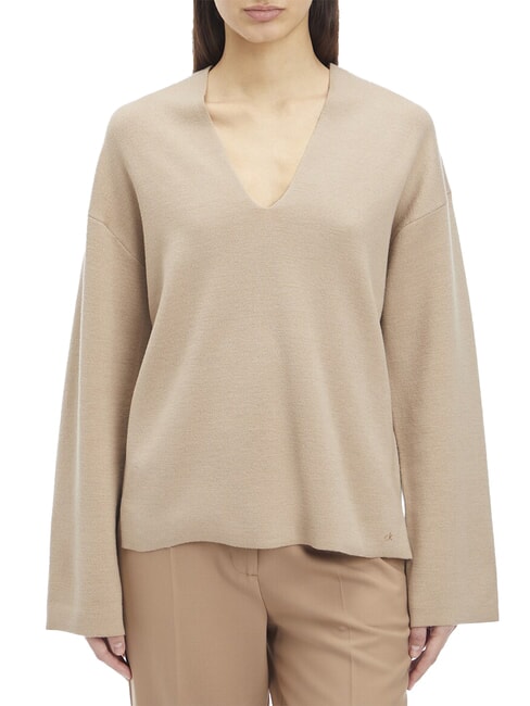 CALVIN KLEIN CK Pull col V à manches larges amphore - Chandails pour femmes