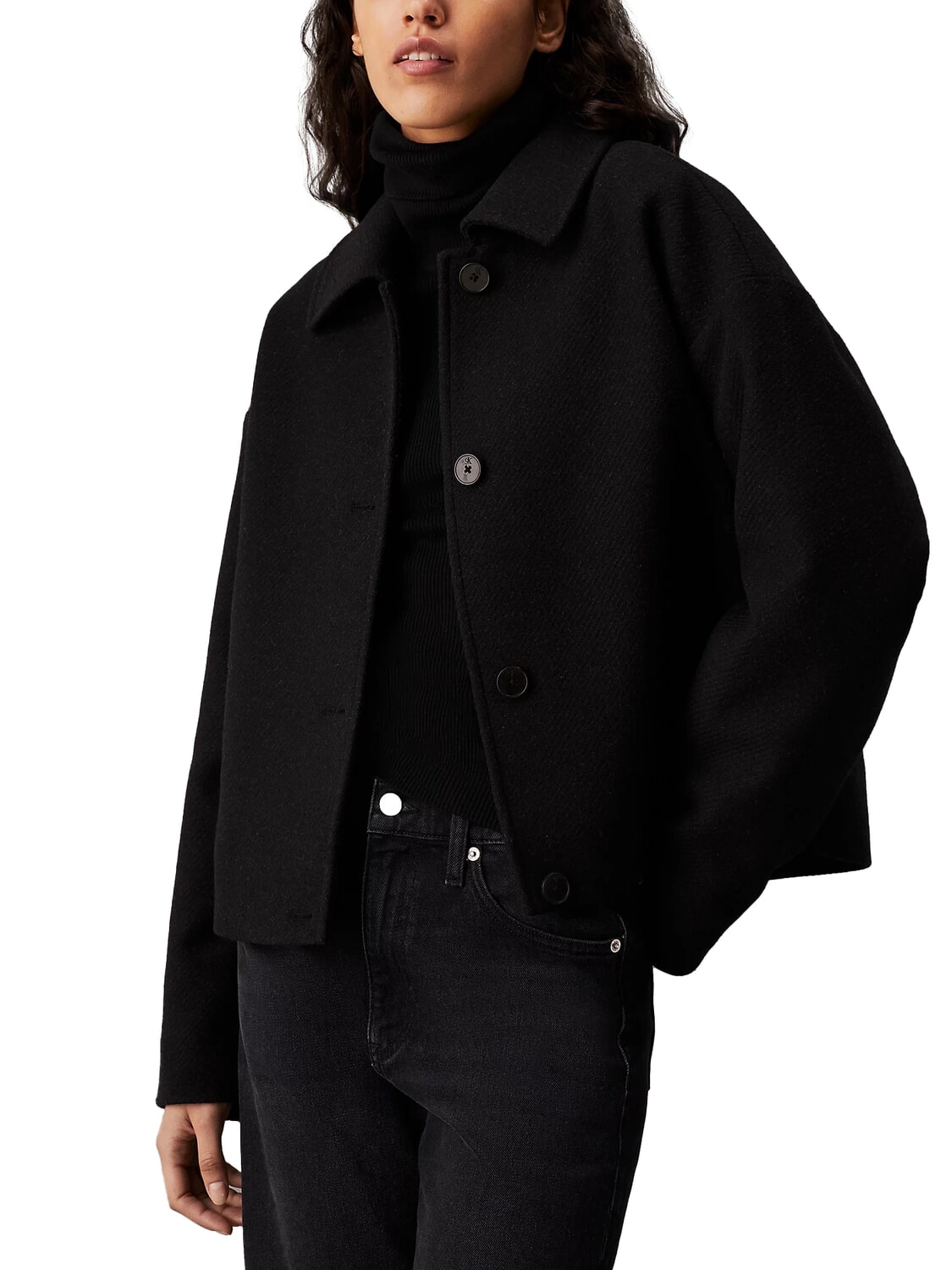 Calvin Klein Ck Jeans Veste Courte En Laine Mélangée Ck Noir