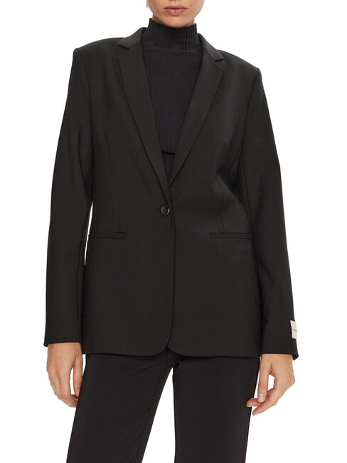 CALVIN KLEIN CK Veste blazer en laine mélangée à un bouton ck noir - Vestes pour femmes