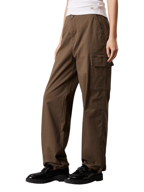 CALVIN KLEIN CK JEANS Pantalon cargo en coton brossé macadam - Pantalons pour femmes