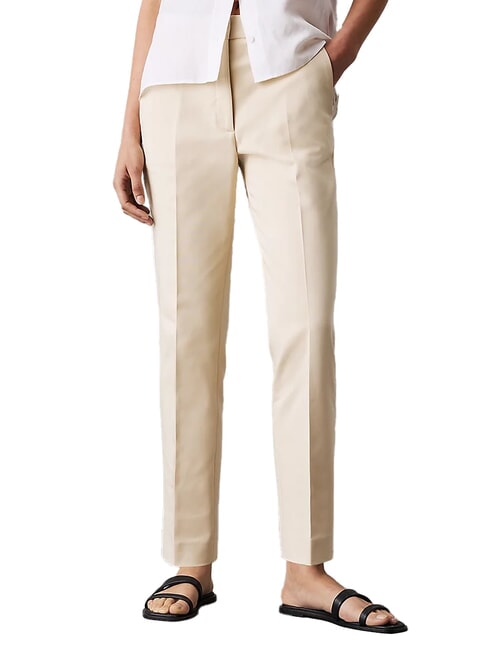 CALVIN KLEIN CK Pantalon chino taille haute à jambe droite cendre de bois - Pantalons pour femmes