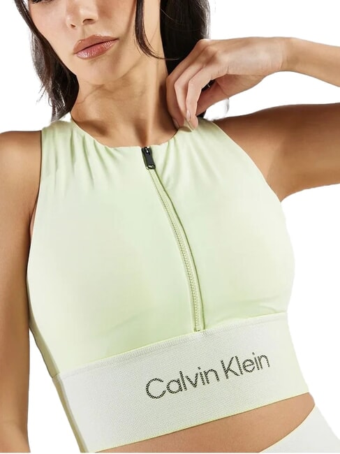 CALVIN KLEIN CK PERFORMANCE Soutien-gorge de sport zippé à impact moyen crème de citron vert - Sous-vêtements pour femmes