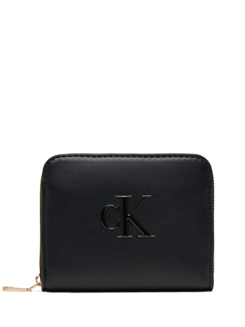 CALVIN KLEIN BOLD MONOGRAM Petit portefeuille sur noir - Portefeuilles Femme