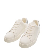 ARMANI EXCHANGE A|X COURTSIDE Baskets en cuir blanc cassé + bleu marine foncé - Chaussures Homme - 1