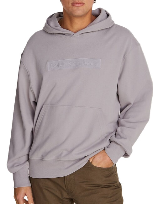 CALVIN KLEIN CK JEANS Sweat à capuche avec logo en boîte gris mouette - Pulls molletonnés