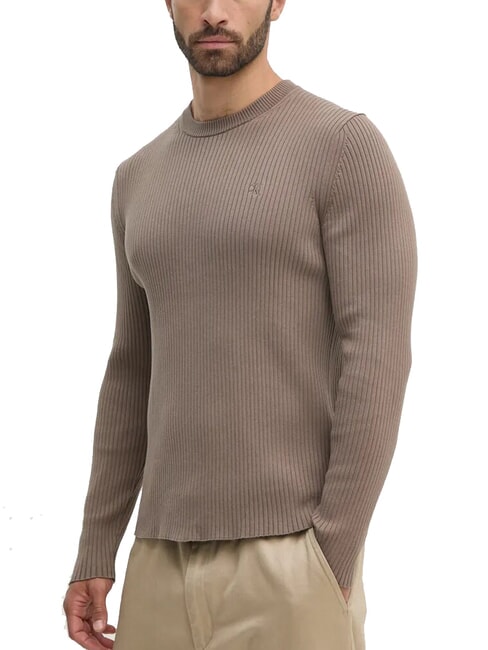 CALVIN KLEIN CK JEANS Pull ras du cou côtelé coupe slim faucon - Pulls pour hommes