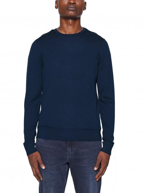 CALVIN KLEIN SUPERIOR WOOL Pull col rond en laine Calvin Navy - Pulls pour hommes