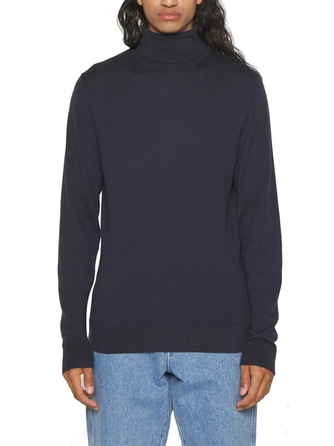 CALVIN KLEIN CK Pull col roulé en laine coupe slim ciel nocturne - Pulls pour hommes