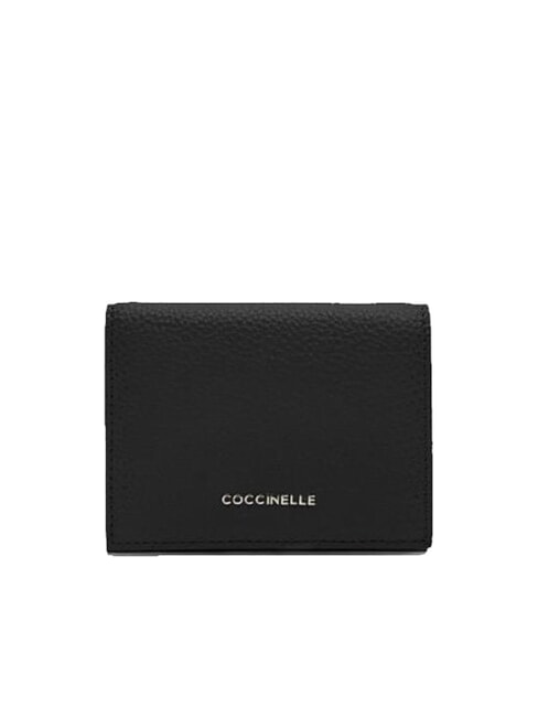 COCCINELLE METALLIC SOFT Petit portefeuille en cuir Noir - Portefeuilles Femme
