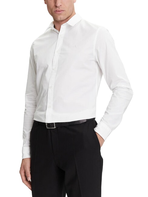 CALVIN KLEIN CK JEANS Chemise extensible à manches longues et coupe slim blanc brillant - Chemises pour hommes