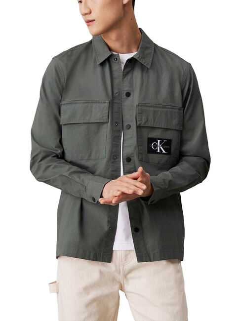 CALVIN KLEIN CK JEANS Chemise cargo à manches longues coupe décontractée gris infini - Chemises pour hommes