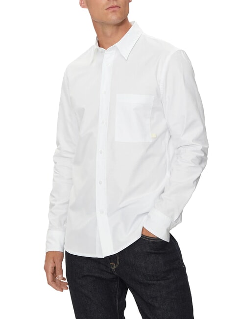 CALVIN KLEIN CK JEANS Chemise à manches longues en coton coupe slim blanc brillant - Chemises pour hommes