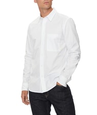CALVIN KLEIN CK JEANS Chemise &agrave; manches longues en coton coupe slim blanc brillant - Chemises pour hommes - 1