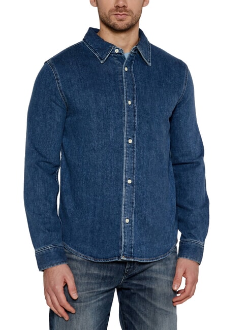 CALVIN KLEIN CK JEANS Chemise en jean à manches longues coupe régulière denim foncé - Chemises pour hommes
