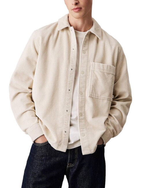 CALVIN KLEIN CK JEANS Chemise à manches longues en velours côtelé coupe décontractée pélican - Chemises pour hommes