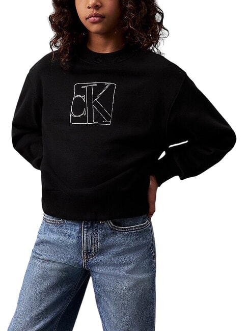 CALVIN KLEIN CK KIDS Sweat-shirt à col rond avec imprimé ck noir - Bébé Sweat