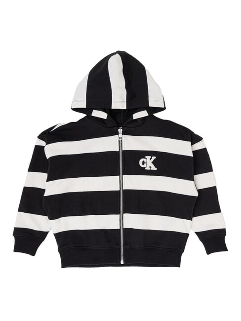 CALVIN KLEIN CK KIDS Sweat à capuche entièrement zippé ck rayures noires/ivoire - Bébé Sweat
