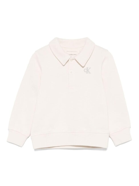 CALVIN KLEIN CK KIDS Sweat-shirt en coton style polo gris à crête blanche - Bébé Sweat