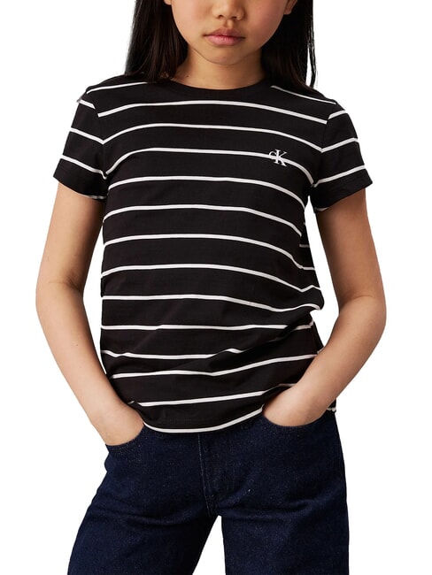 CALVIN KLEIN CK KIDS T-shirt rayé à manches courtes bande noire / ivoire - Tee-shirt enfant