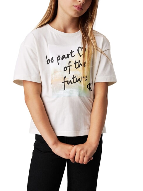 CALVIN KLEIN CK KIDS T-shirt à manches courtes avec imprimé ivoire - Tee-shirt enfant