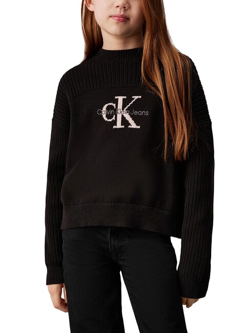 CALVIN KLEIN CK KIDS Pull ras du cou en coton ck noir - Pulls pour enfants