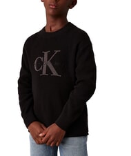 CALVIN KLEIN CK KIDS Pull ras du cou en coton avec logo - Pulls pour enfants
