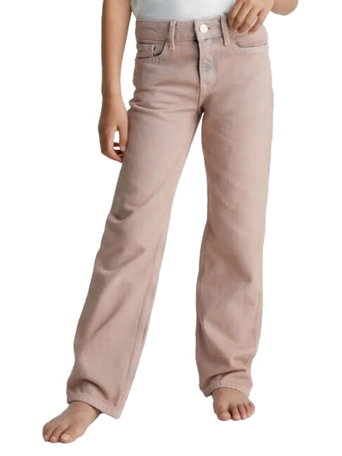 CALVIN KLEIN CK KIDS Jeans délavés pour filles surteinture rose - Pantalons pour enfants
