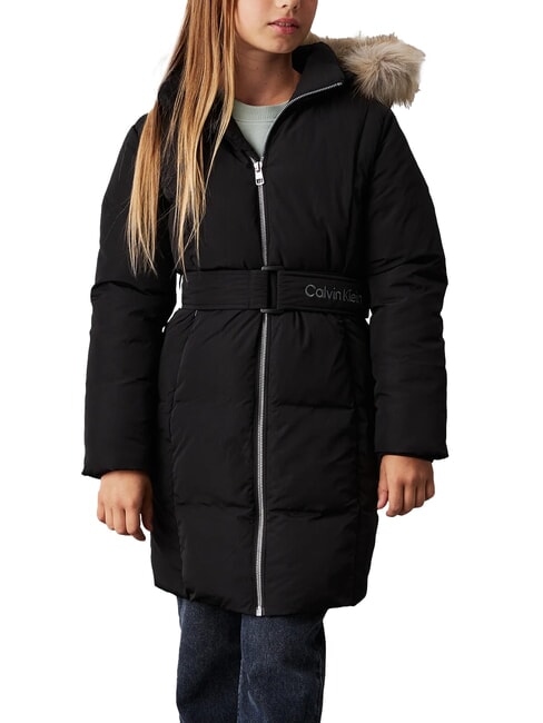 CALVIN KLEIN CK KIDS Doudoune longue pour fille avec capuche ck noir - Bébé Vestes